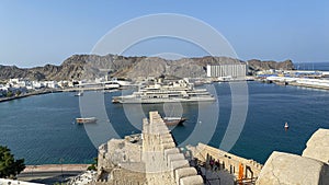 Aerial view of Mutrah Corniche in Oman.