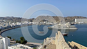 Aerial view of Mutrah Corniche in Oman.