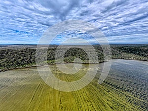 Aerial view of Myall Lake in NSW, Australia