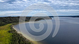 Aerial view of Myall Lake in NSW, Australia