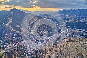 Aerial view of Myki, village in the Xanthi,Greece. The majority of the population in the municipality are members of the Turkish photo