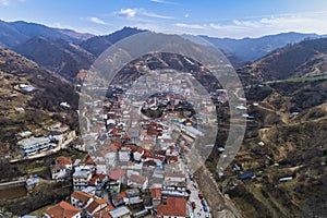 Aerial view of Myki, village in the Xanthi,Greece. The majority of the population in the municipality are members of the Turkish photo