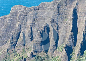 Aerial view of Na Pali Coast on Island of Kauai in Hawaii