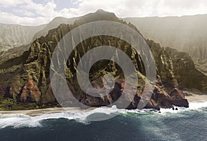 Aerial View of Na Pali Coast on Kauai island, Hawaii