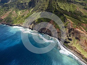 Aerial View of Na Pali Coast on Kauai island, Hawaii