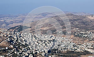 Aerial view of Nablus City Shechem from Gerizim mount