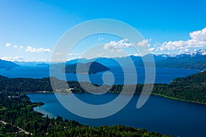 Aerial view of Nahuel Huapi Lake taken from Mount Campanario viewpoint