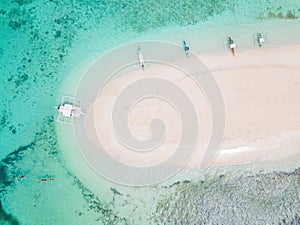Aerial view of Naked Island, part of island hopping tour on Philippine island of Siargao