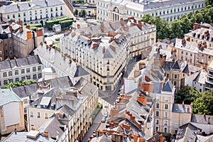 Aerial view on Nantes city in France
