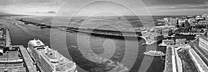 Aerial view of Naples port from drone in summer season, Campania - Italy