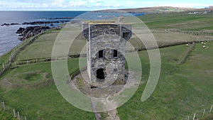 Aerial view of the Napoleonic Signal Tower in Malin Beg - County Donegal, Ireland