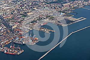 Aerial view of the Napoli cargo port