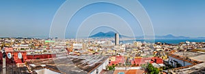 Aerial view of Napoli with Mount Vesuvius, Campania, Italy