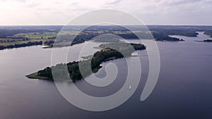 Aerial view of Narie lake in Kretowiny, Mazury region of Poland