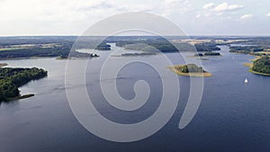 Aerial view of Narie lake in Kretowiny, Mazury region of Poland