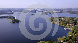 Aerial view of Narie lake in Kretowiny, Mazury region of Poland