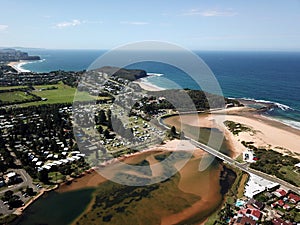 Aerial view of Narrabeen Lake and Northern beaches
