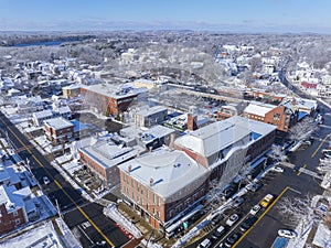 Aerial view of Natick, MA, USA