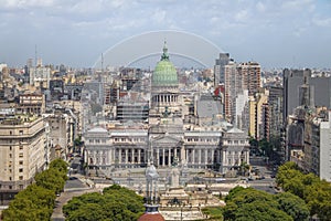 Aerial view of National Congress Building at Plaza Congreso - Buenos Aires, Argentina photo