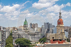 Aerial view of National Congress and La Inmobiliaria building tower - Buenos Aires, Argentina photo