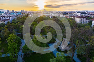 Aerial view of the national library of saint Cyril and Methodius in Sofia, Bulgaria