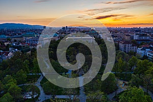 Aerial view of the national library of saint Cyril and Methodius in Sofia, Bulgaria