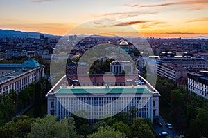 Aerial view of the national library of saint Cyril and Methodius in Sofia, Bulgaria