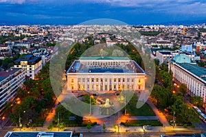 Aerial view of the national library of saint Cyril and Methodius in Sofia, Bulgaria