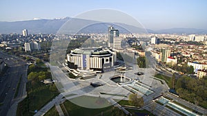 Aerial view of National Palace of Culture NDK, Sofia, Bulgaria