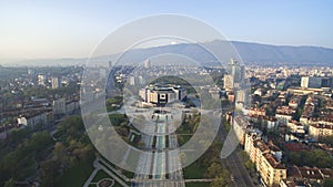 Aerial view of National Palace of Culture NDK, Sofia, Bulgaria