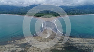 Aerial view National Park Punta Uvita Beautiful beach tropical forest pacific coast Costa Rica shape whale tail