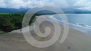 Aerial view National Park Punta Uvita Beautiful beach tropical forest pacific coast Costa Rica shape whale tail