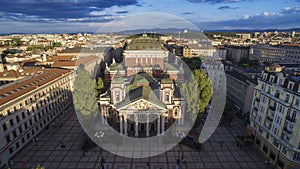 Aerial view of the National Theatre, Sofia, Bulgaria