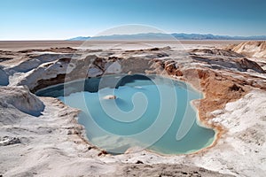 Aerial view of natural pools of lithium salts. Ai generated