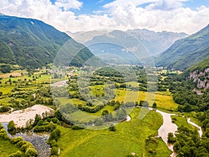 Aerial view of nature around Plav in Montenegro near Albanian border photo