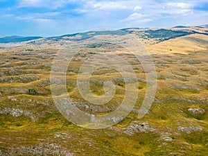 Aerial view of nature around village Vrdolje on the way to Lukomir in Bosnia and Herzegovina