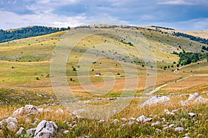 Aerial view of nature around village Vrdolje on the way to Lukomir in Bosnia and Herzegovina.