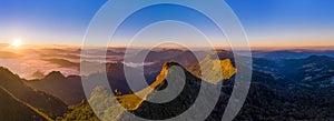 Aerial view nature background, Panorama of Phu Chi Dao at sunrise in Chiang rai, Thailand