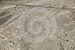 Aerial view Nazca desert near Pan American Highway