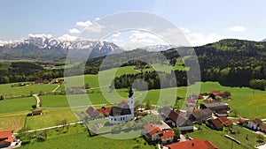 Aerial view near Ulrichshoegl to Salzburg, near by Ainring, Bavaria, Germany