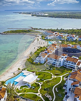 Aerial view of the neighborhood of Cap Cana Marina in Punta Cana, Dominican Republic photo