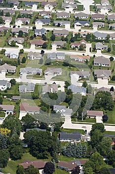 Aerial View Neighborhood Houses, Homes, Residences