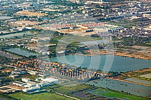 aerial view of the neighborhood of suvarnabhumi airport in Bangkok