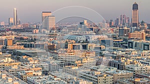 Aerial view of neighbourhood Deira with typical buildings timelapse, Dubai, United Arab Emirates