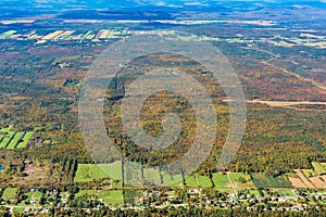 Aerial view of Neuville area with fall color