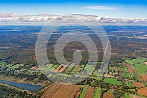 Aerial view of Neuville area with fall color