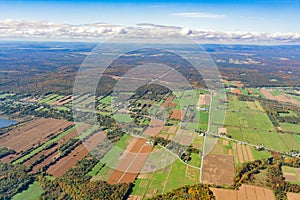 Aerial view of Neuville area with fall color