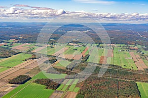 Aerial view of Neuville area with fall color