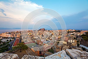 Aerial view from New fortress Kerkyra, Corfu island, Greece