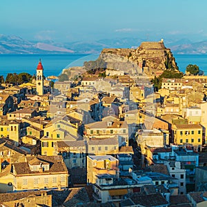 Aerial view from New fortress Kerkyra, Corfu island, Greece